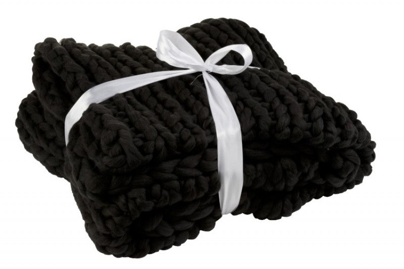 HAND KNITTED PLAID BLACK