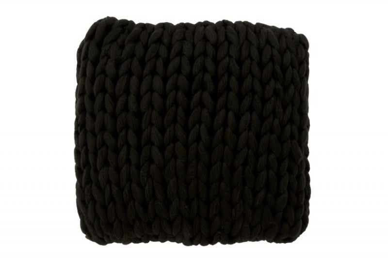 HAND KNITTED CUSHION BLACK