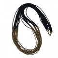 NECKLACE GOLD SQUARE AND BLACK PEARL