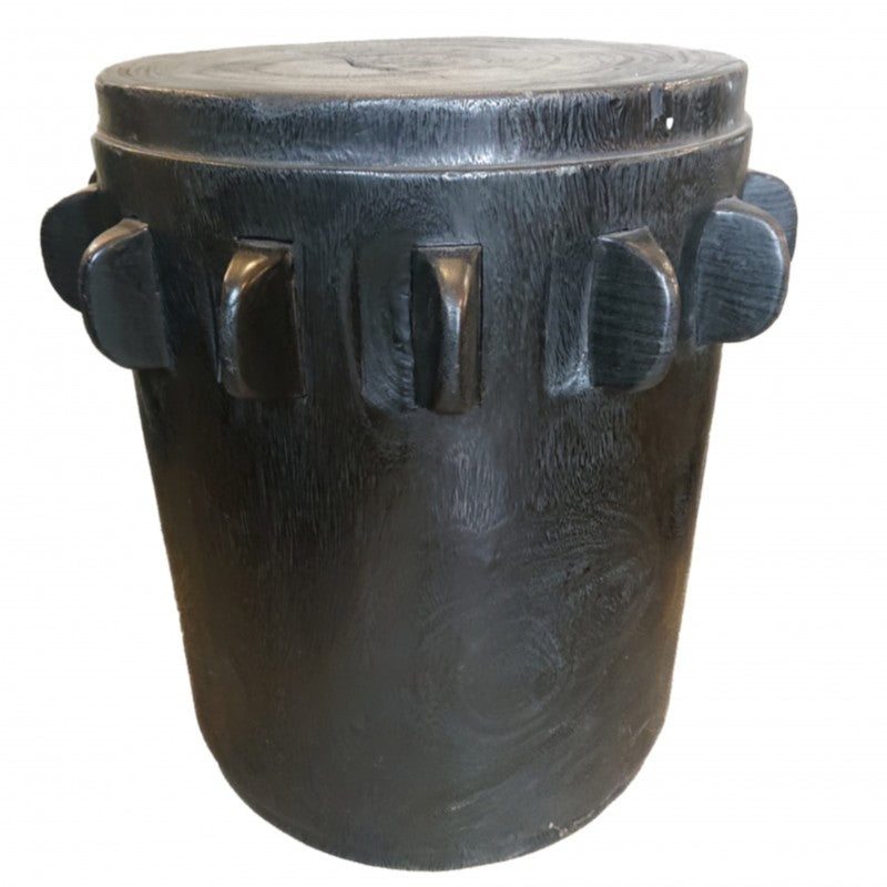 BLACK MANGO WOOD HEAVY COG SIDE TABLE