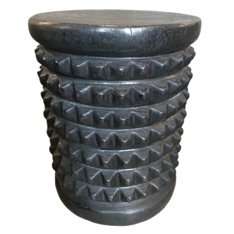 BLACK MANGO WOOD HEAVY SPIKE SIDE TABLE