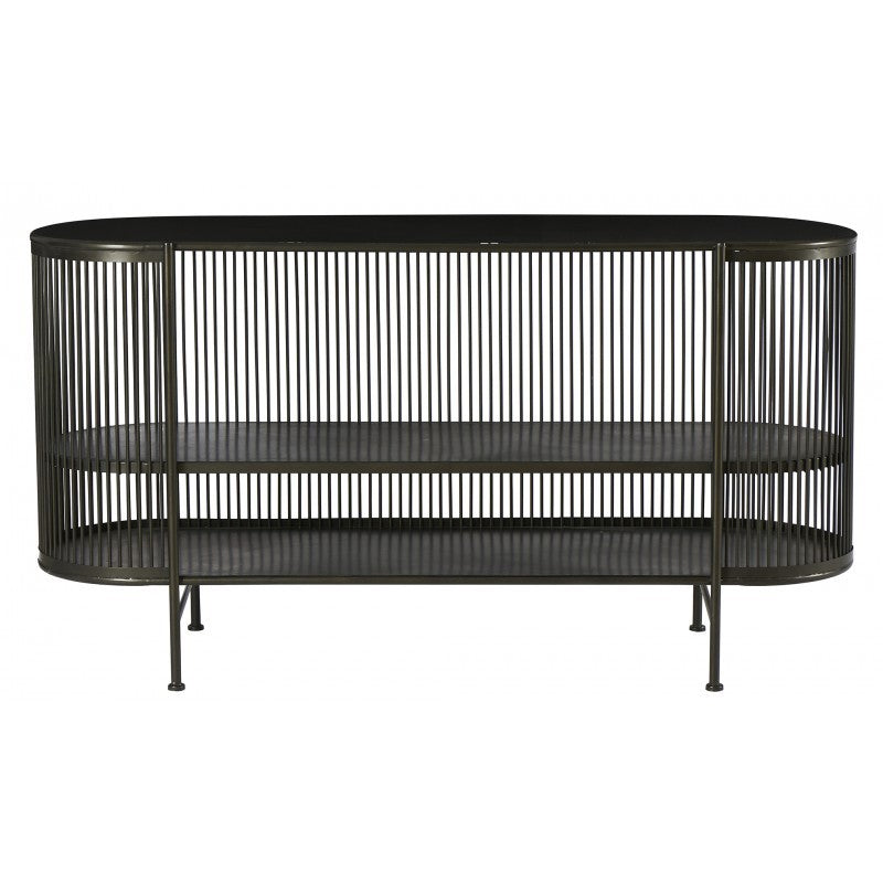 CONSOL CURVED WITH SHELF BLACK METAL