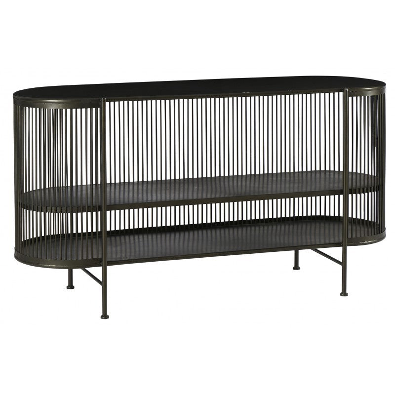 CONSOL CURVED WITH SHELF BLACK METAL