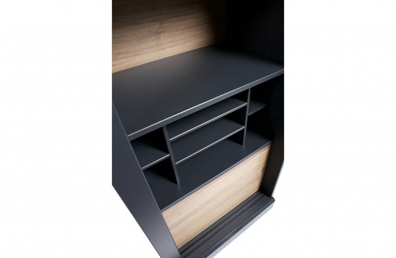 CABINET BLACK NATURAL WOOD WITH SLIDING DOOR