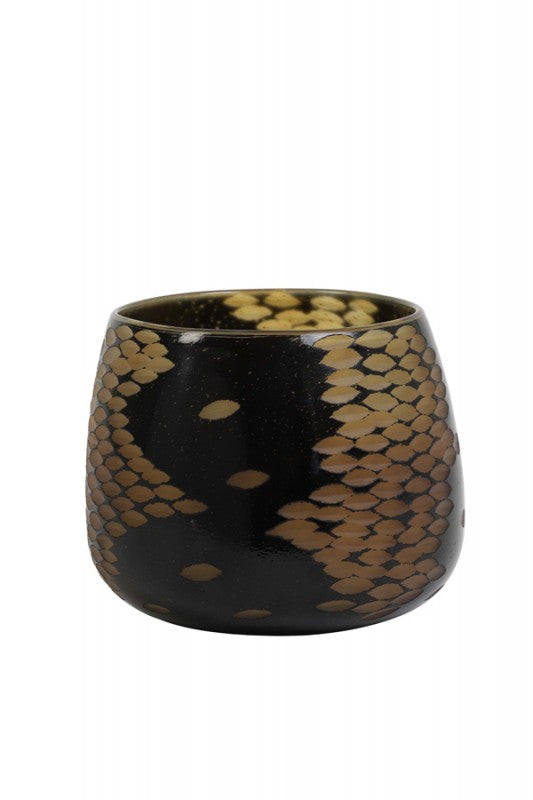 VASE BLACK AMBER GLASS