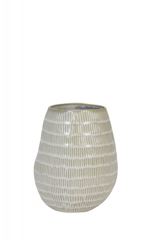 VASE WHITE STRIPED CERAMICS
