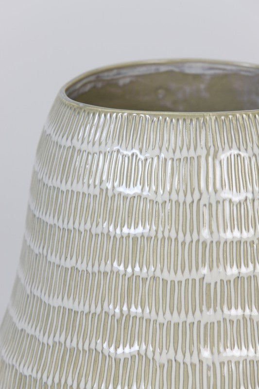 VASE WHITE STRIPED CERAMICS