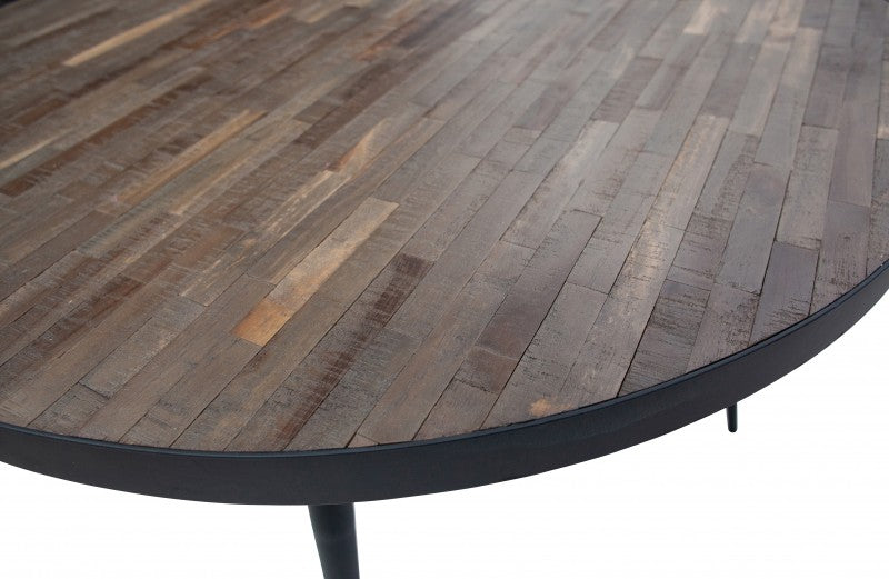 DINING TABLE FLOOR WOOD TOP METAL LEG