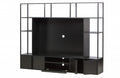 TV CABINET BLACK METAL WITH SHELVES