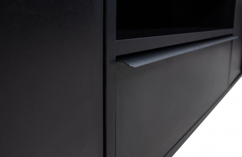 TV CABINET BLACK METAL WITH SHELVES