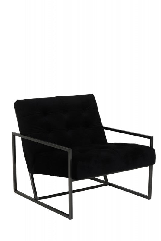 ARMCHAIR BLACK VELVET MATT BLACK FINISH FRAME