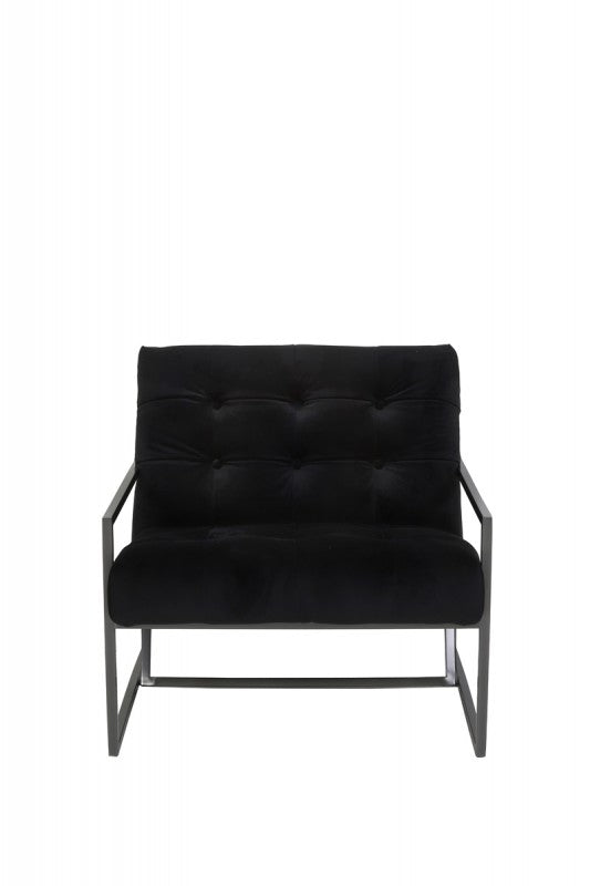 ARMCHAIR BLACK VELVET MATT BLACK FINISH FRAME