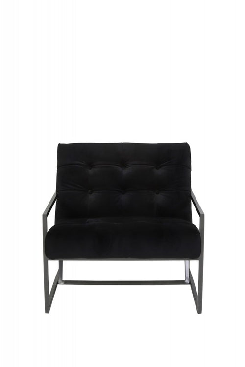 ARMCHAIR BLACK VELVET MATT BLACK FINISH FRAME