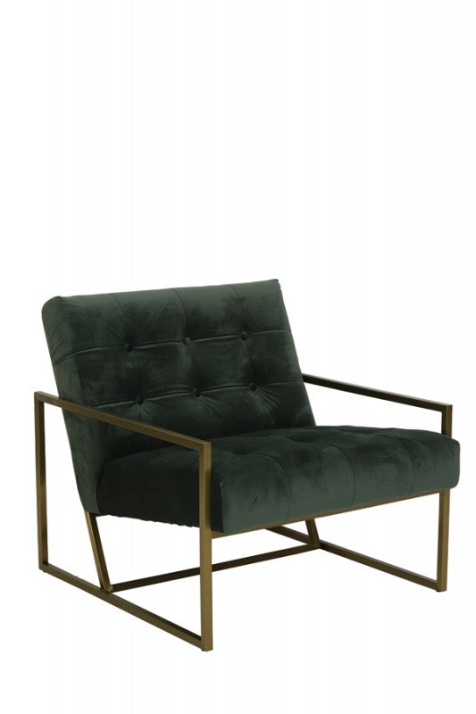 ARMCHAIR OLIVAGREEN VELVET GOLDEN FINISH FRAME