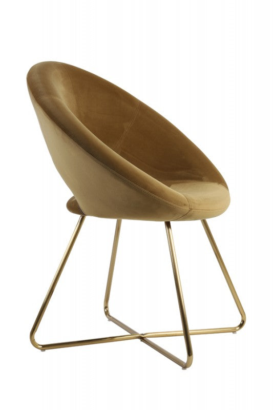 DINING CHAIR CARAMEL VELVET GOLD LEG