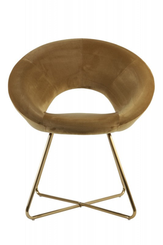 DINING CHAIR CARAMEL VELVET GOLD LEG