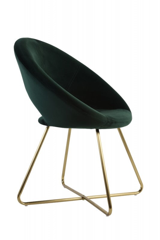 DINING CHAIR DARK GREEN VELVET GOLD LEG