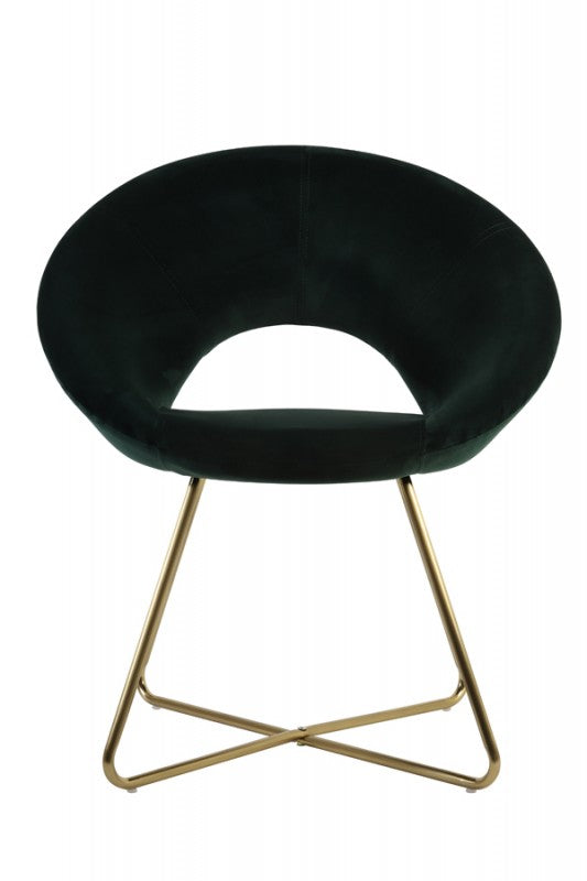 DINING CHAIR DARK GREEN VELVET GOLD LEG