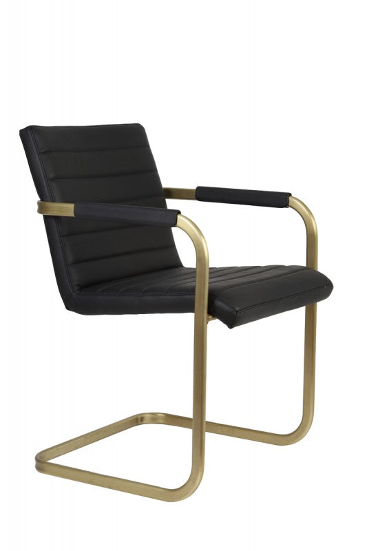 DINING CHAIR WITH ARM BLACK GOLD