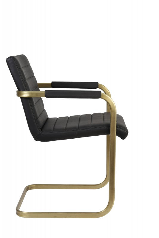 DINING CHAIR WITH ARM BLACK GOLD