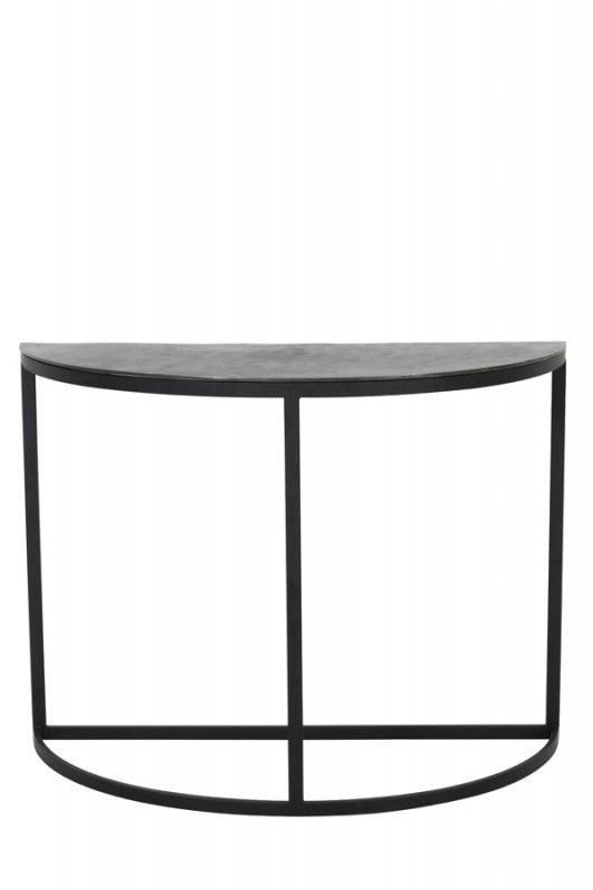 SEMICIRCLE CONSOLE TABLE ANTIQUE BLACK METAL LEG