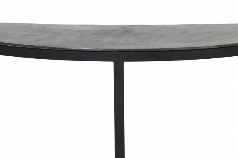 SEMICIRCLE CONSOLE TABLE ANTIQUE BLACK METAL LEG