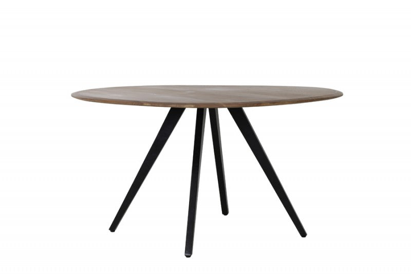 ROUND TABLE ACACIA WOOD BLACK LEGS