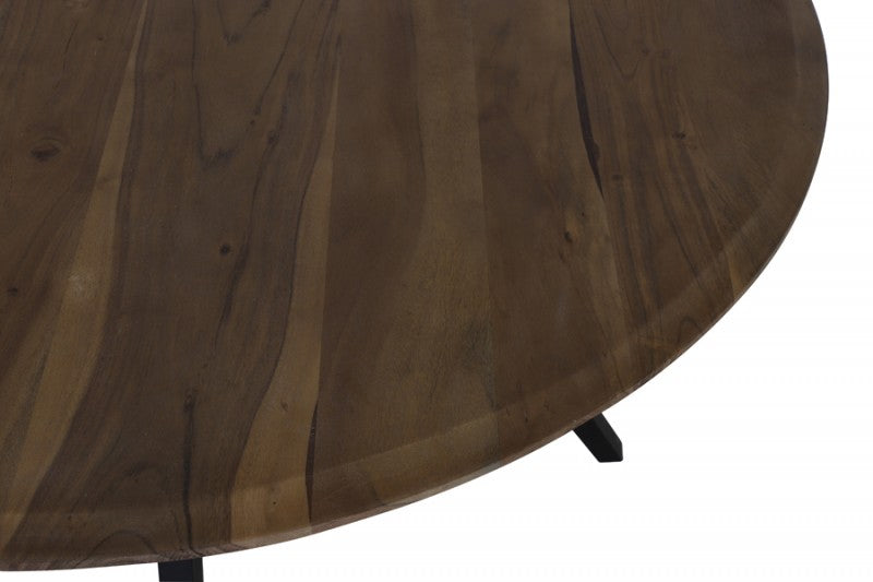 ROUND TABLE ACACIA WOOD BLACK LEGS