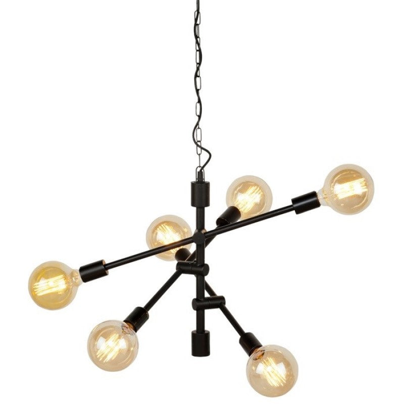 HANGING LAMP 6 BULB BLACK IRON