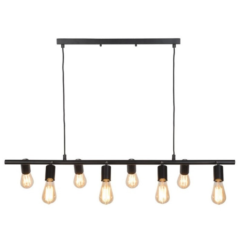HANGING LAMP BLACK METAL ROD 8 ARM