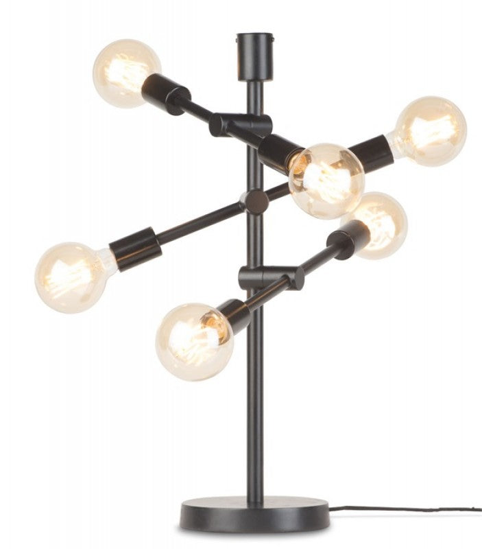 TABLE LAMP BLACK IRON 3 ARM 6 BULBS