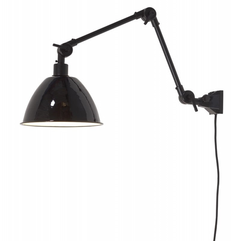 WALL LAMP WITH BLACK METAL SHADE DOUBLE ARM