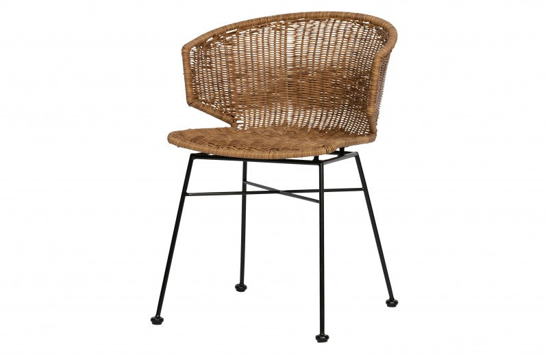 ARMCHAIR POLY RATTAN NATURAL IRON LEG