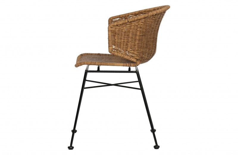 ARMCHAIR POLY RATTAN NATURAL IRON LEG