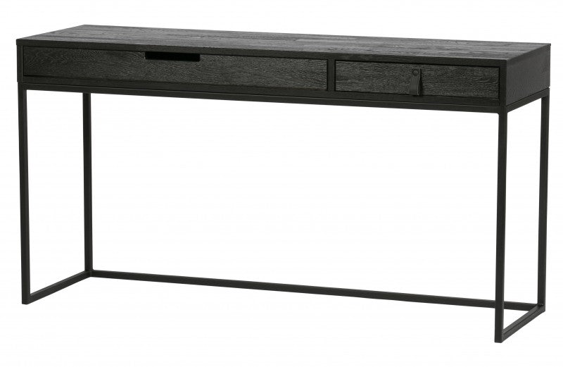 DESK BLACK ASH METAL FRAME 2 DRAWERS