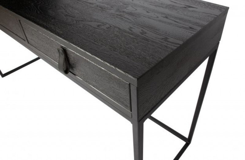 DESK BLACK ASH METAL FRAME 2 DRAWERS