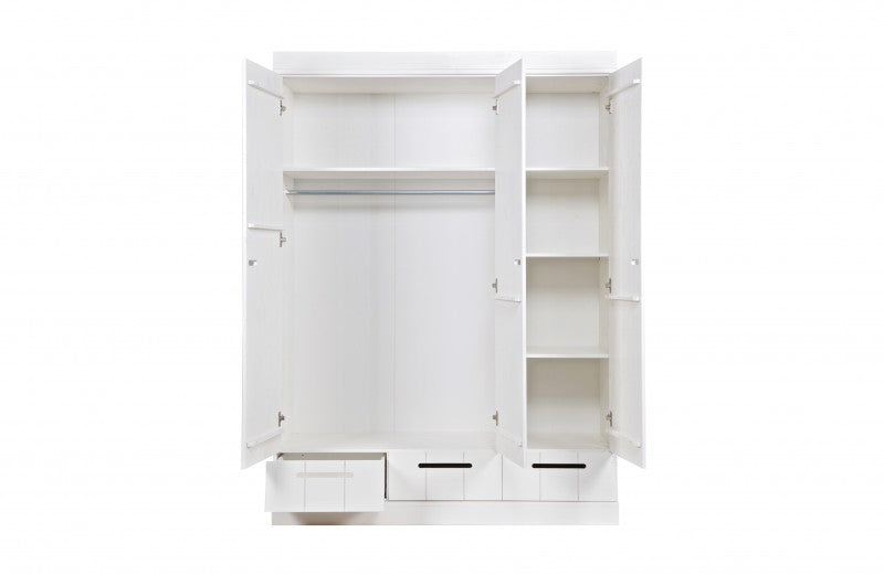 WARDROBE 3 STRIP DOORS BASIC WHITE