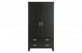 WARDROBE BLACK PINE WITH 2 DRAWERS