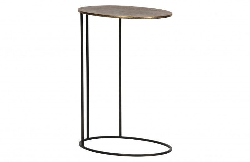 SIDETABLE OVAL 55 ANTIQUE GOLD METAL