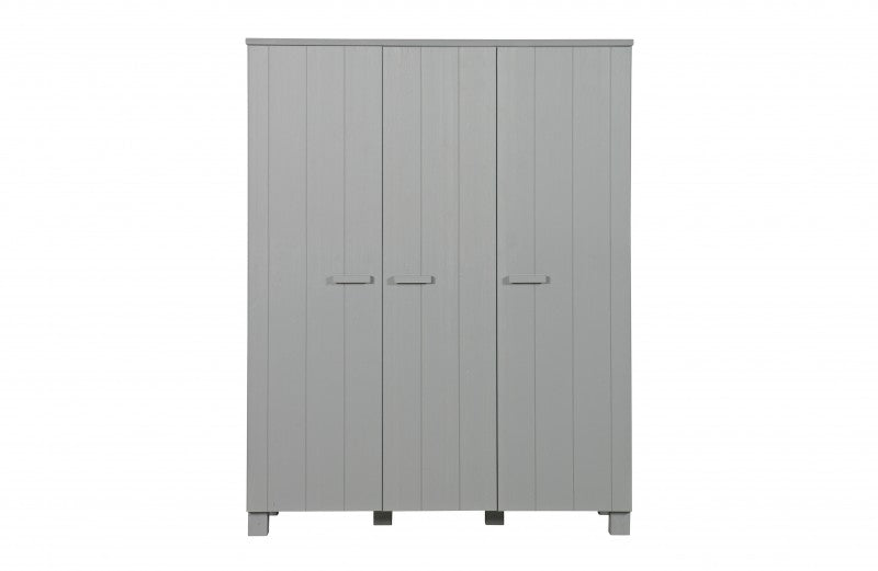 WARDROBE 3 DOORS PINE WOOD GREY