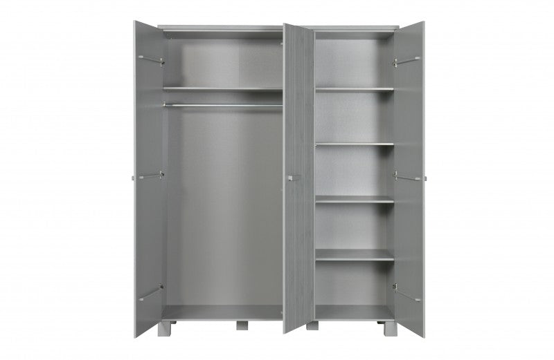 WARDROBE 3 DOORS PINE WOOD GREY