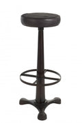 BAR STOOL BLACK METAL LEATHER