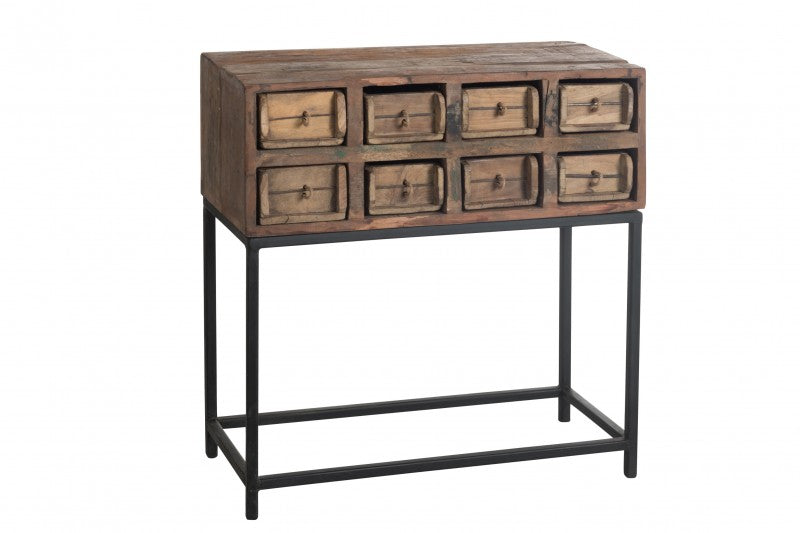 CONSOLE 8 DRAWER RECYCLED WOOD