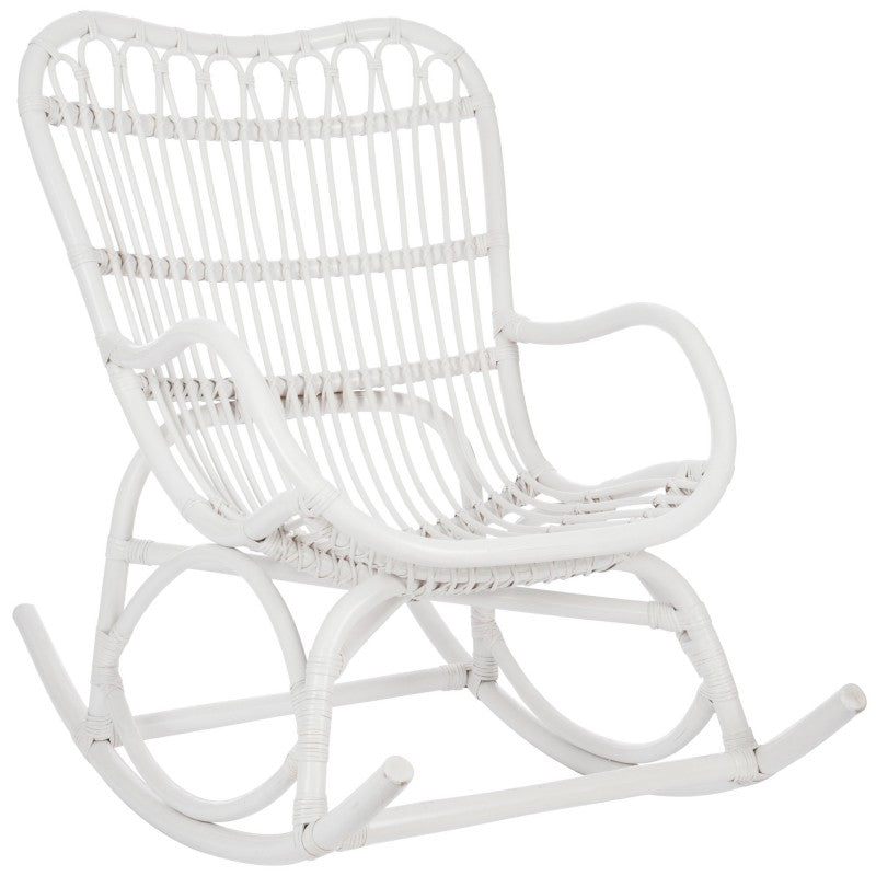 ROCKING CHAIR RATTAN WHITE