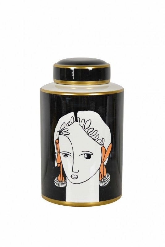 JAR PORCELAN WOMAN FACE