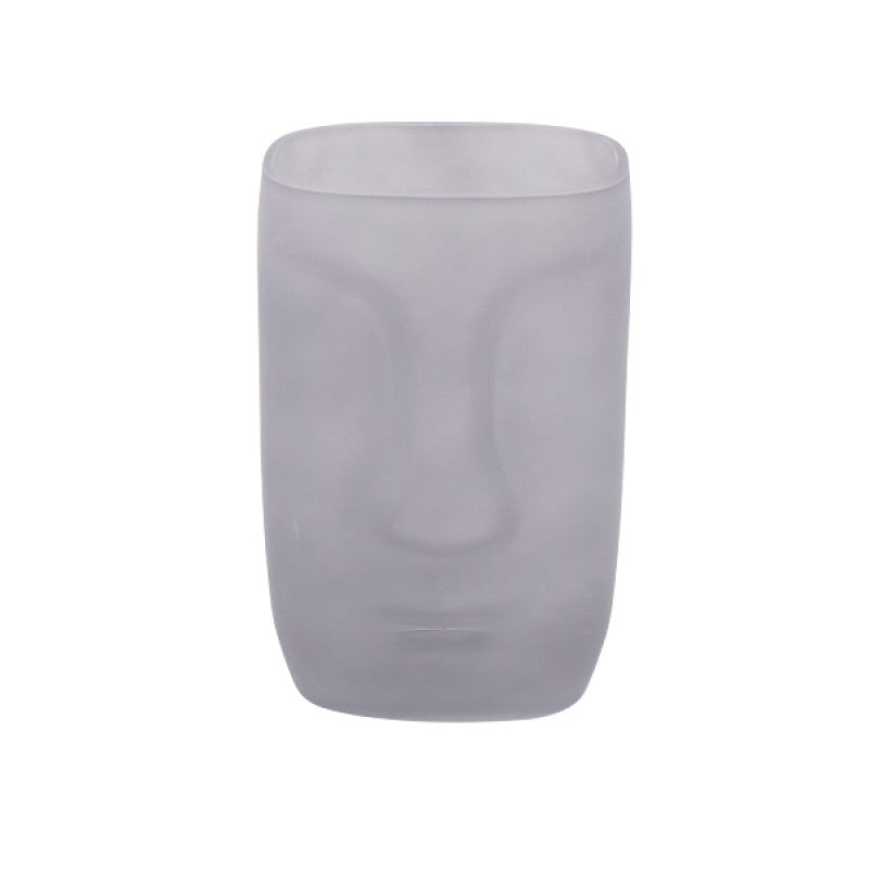 VASE FACE OPAL GREY GLASS