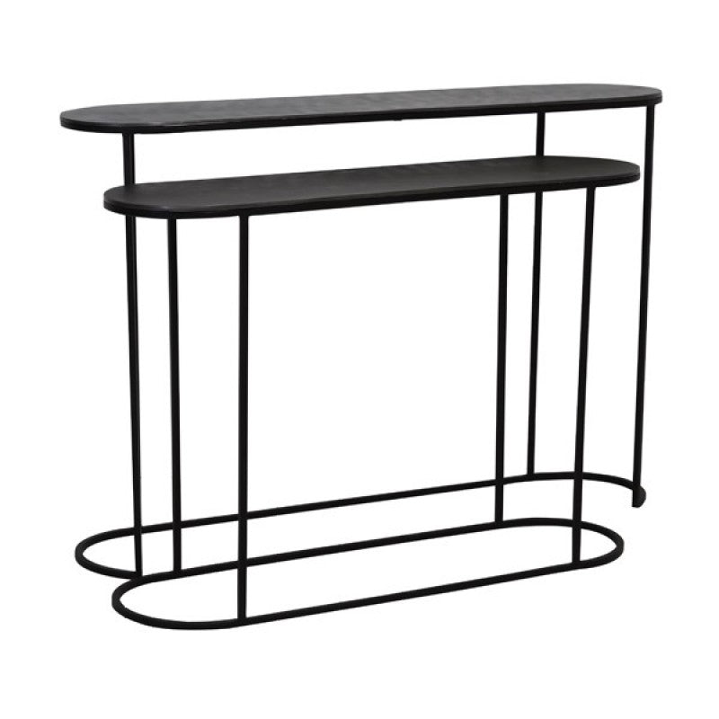 CONSOLE TABLE BOBO ANTIQUE LEAD BLACK SET OF 2