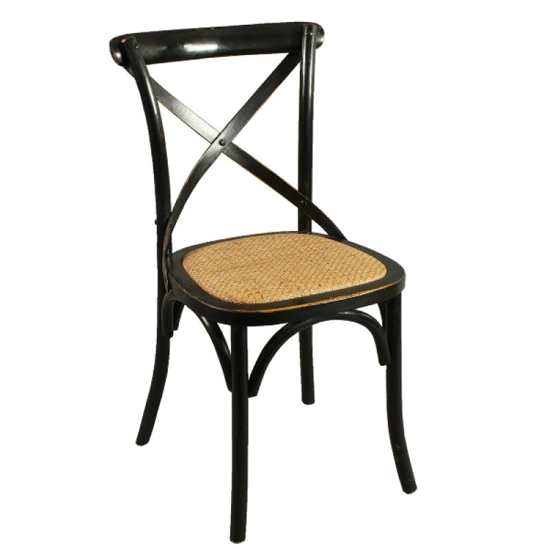 DINING CHAIR X BACK BLACK