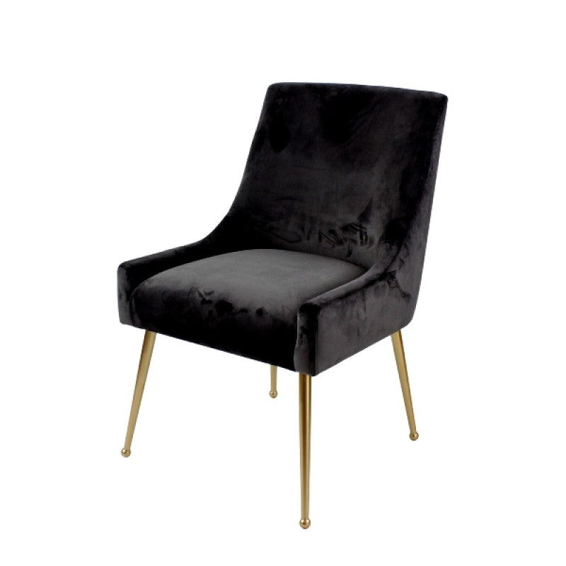 ARMCHAIR CHRIS GREY VELVET GOLD LEG