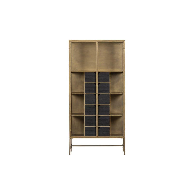 ANTIQUE BRASS GLASS DOOR CABINET
